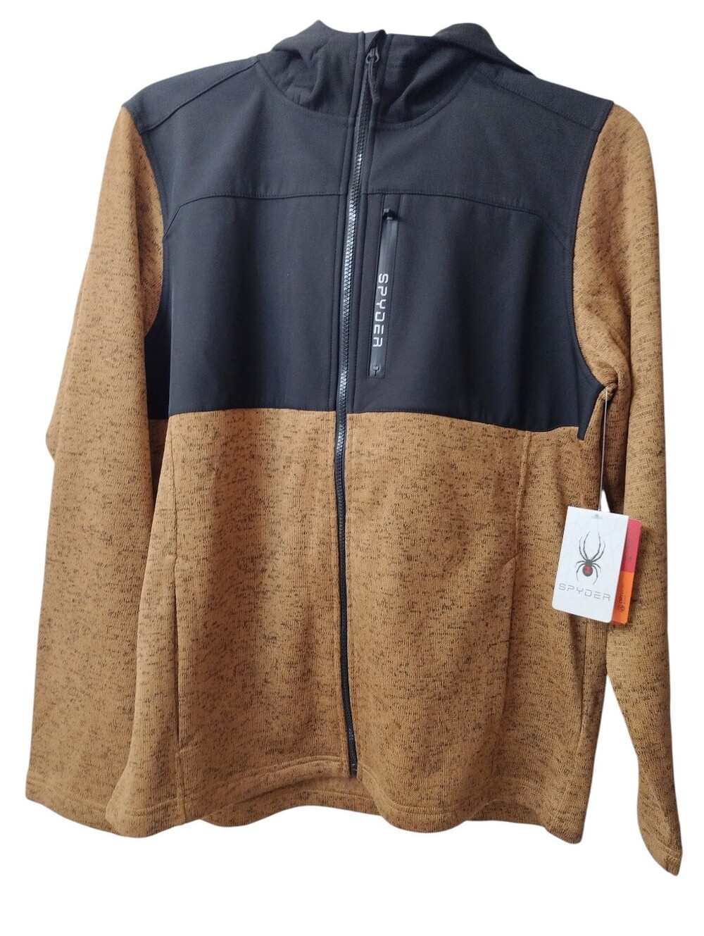 Spyder Men's Full Zip Fleece Hooded Jacket Performance Hiking Outdoor L, 23" PTP - Picture 6 of 16